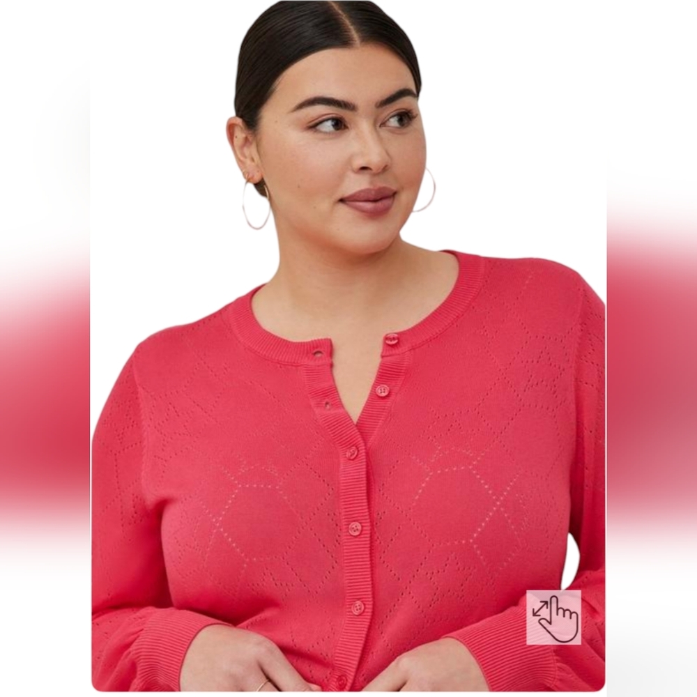 TORRID Cardigan Sweater Pointelle with Star Pattern - Picture 3 of 9